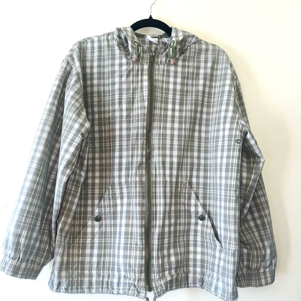 Plaid Hooded Jacket with Cotton Shell and Polyester Lining 0044